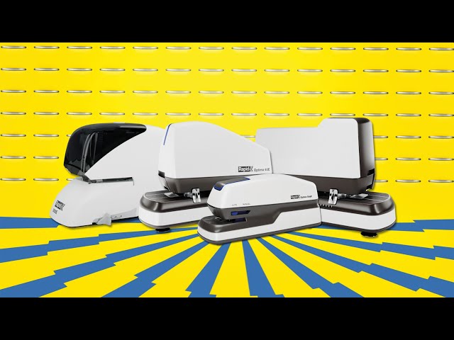 Grampeador Elétrico Rapid Optima 60E de Mesa + Caixa com 5000 Grampas - Até 60 Folhas - Adaptador de Rede Incluído - Cor Branca - vídeo 1