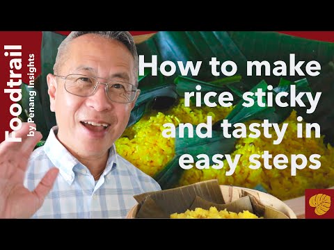 How to make a traditional Malaysian-Chinese sticky rice | nasi kunyit | yellow rice | turmeric rice