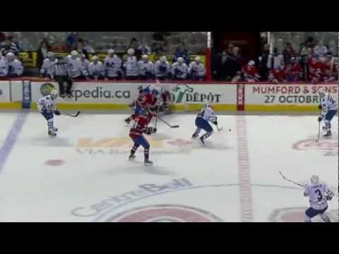 Matt Frattin hipchecks Max Pacioretty