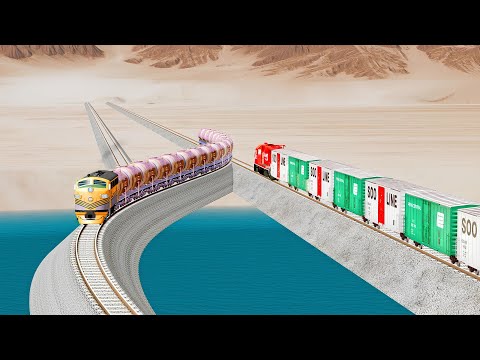 Impossible Rail Crossing Tracks vs Trains Crossing - Beamng Drive