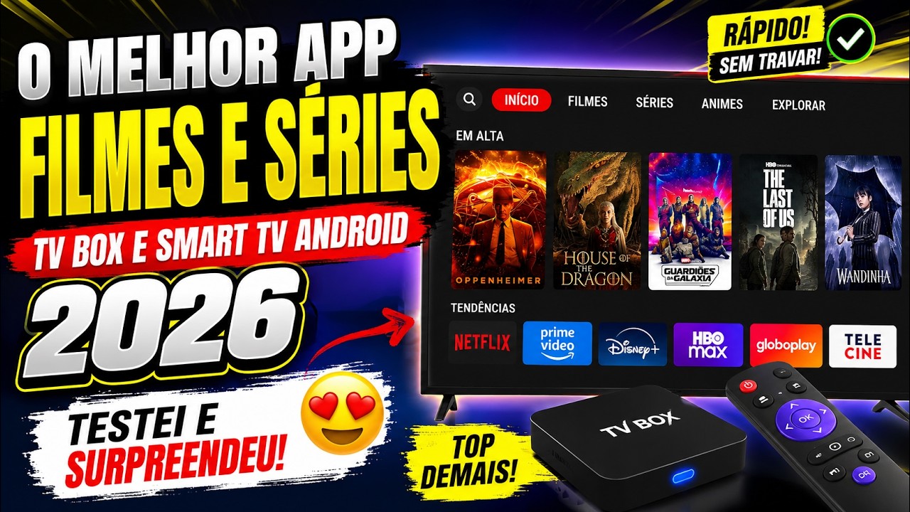 O MELHOR APP DE FILMES E SÉRIES PARA TV BOX E SMART TV ANDROID EM 2026! TESTEI E SURPREENDEU 😍