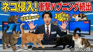 【総集編】ニュースを邪魔する猫たちがかわいすぎる件(※AI)