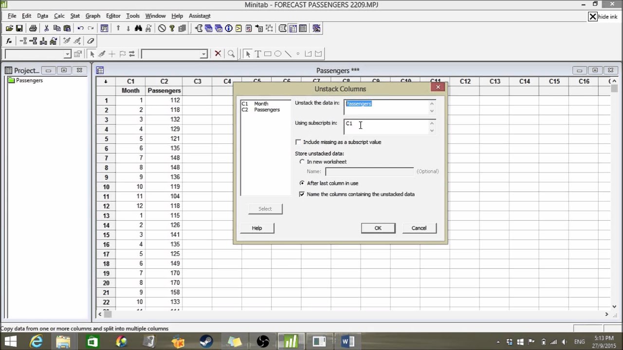 Forecasting using minitab (Time series plot)