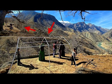 The real life of a nomadic family in Zagros ⛺️  Nomadism, pitching a tent and breathing with nature