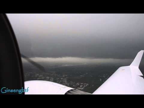 Bad weather take off and Landing Diamond 42 student pilot- SHOWER RAIN during approach