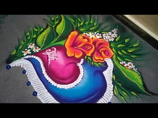 Wedding rangoli design heart shape by jyoti creative art