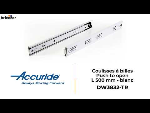 Coulisses à billes ouverture push 3832TR - blanc - charge max 45 kg ACCURIDE