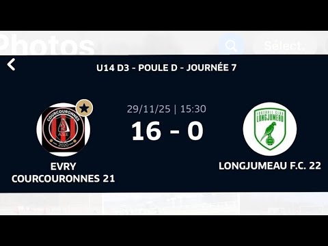 AS Evry-Courcouronnes - Longjumeau FC/ U14 (7-0) première mi-temps. 29/11/25 [Score final 16-0]