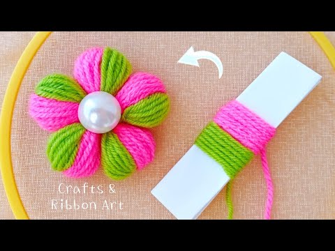 It's Amazing !! Super Easy Flower Craft Ideas with Wool - Hand Embroidery Beautiful Flower Design