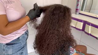 SELAGEM EM UM CABELO MUITO CACHEADO - LISO PERFEITO DE PRIMEIRA SEM USAR FORMOL