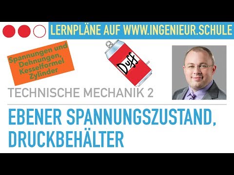Ebener Spannungszustand, Druckbehälter, Innendruck bestimmen, Aufgabe – Technische Mechanik 2
