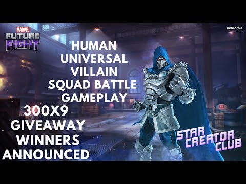 Dr Doom Squad Battle ( Universal Human Villian) Gameplay & 300x9 Crystals Giveaway Winners!!!