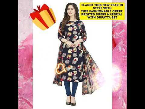 😍 Crepe Printed Dress Material With Elegant Dupatta Set @ 549 Only | Free Shipping & COD 💥💥 #shorts