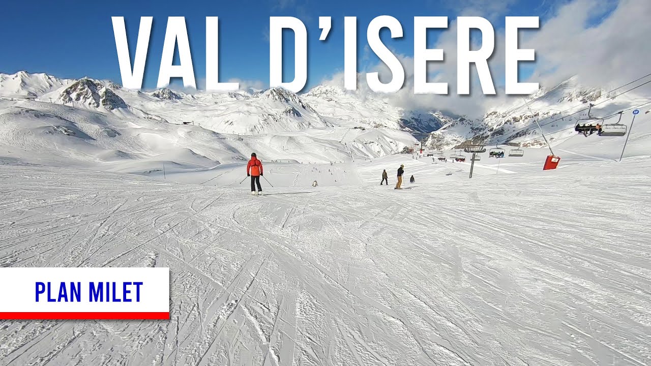 Skiing Plan Milet — blue piste Val d'Isere POV
