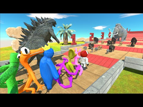 Prehistoric Mammals Climb Challenge | Godzilla 2014 VS Rainbow Friends