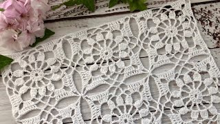 How to Crochet Lacy Motif for Tablecloth, Table Runner, Summer Blouse. Crochet Video Tutorial