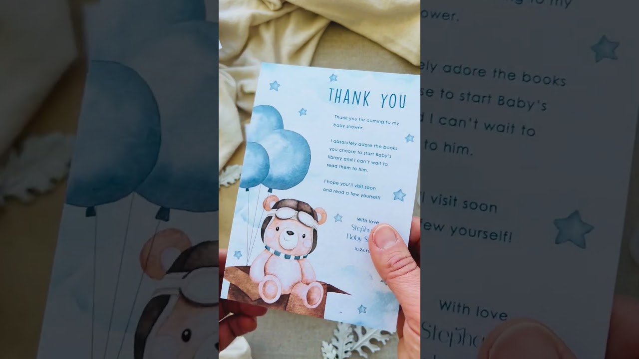 Baby Boy Shower Thank You Card