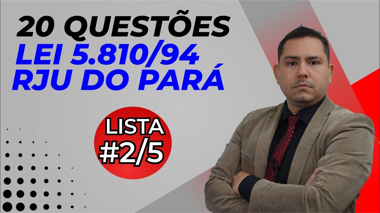 20 QUESTÕES - LEI 5810/94 - RJU DO PARÁ - LISTA #2/5 - Professor Raphael Pinho