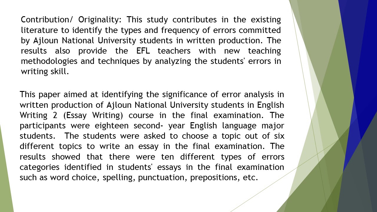 The Significance of Error Analysis in Written Production A Case Study of Ajloun National University