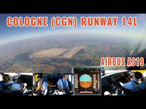Cologne (CGN) | Pilots + cockpit view | Airbus approach from the coal mines + landing on runway14L