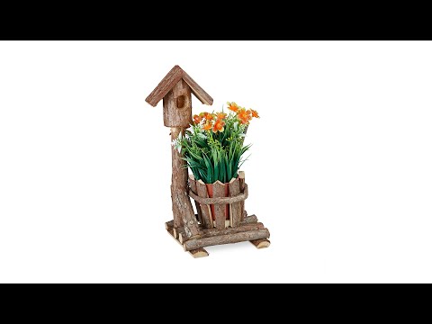 Holz Blumentopf Baumrinde Braun - Holzwerkstoff - 17 x 34 x 13 cm