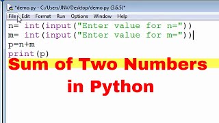 Sum of two numbers using Python - Python Programming