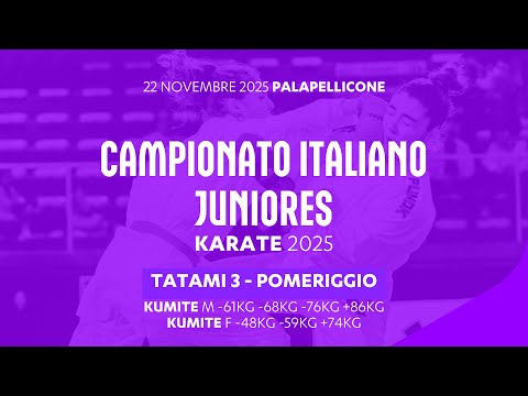 🥋 Karate 👉 Campionato Italiano Juniores #kumite 2025 ➡️ Tatami3 pomeriggio 🟢 Day2