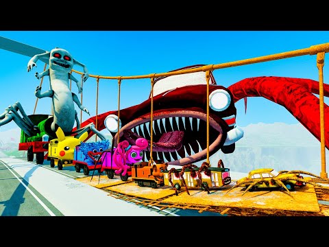 ALL MONSTERS.EXE Big & Small Cars vs Broken Bridge with CAR EATER | BeamNG.Drive