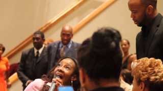 Le'Andria Johnson singing at Dr. Dorinda Clark Cole's appreciation