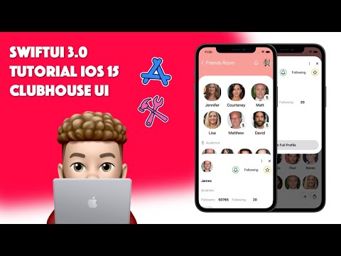 SwiftUI 3.0 Club House UI + LazyVGrid + Bottom Sheet using Xcode 13