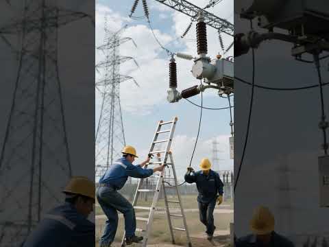 Substation Disaster! ⚡ Worker FALLS From Ladder After Short Circuit 😨 #shortvideo #viralvideo