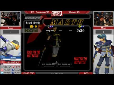 CFL Smackdown 116 Melee - Krudo (Sheik) vs MrLz (GnW, Falcon, Marth) - Winners R3