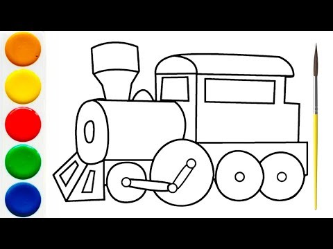 ПАРОВОЗИК Мультик-Раскраска для детей | Рисуем ПОРОВОЗИК
