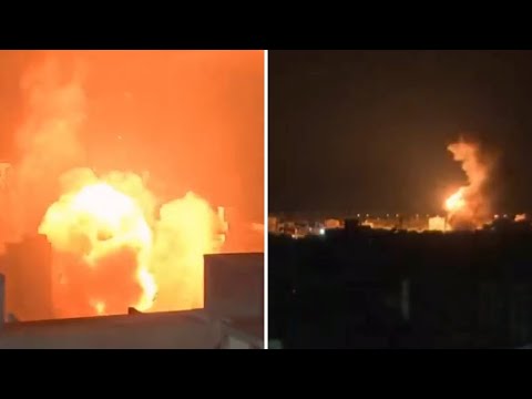 Kraftiga bombningar av Gaza under natten