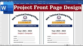assignment front page format in word | sample cover page design