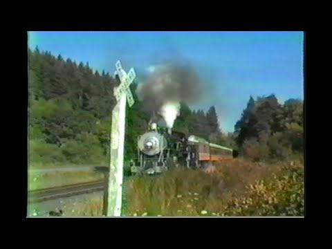 518. OP&E # 19 STEAM by road crossing sign on the OREGON PACIFIC & EASTERN Cottage Grove Oregon on