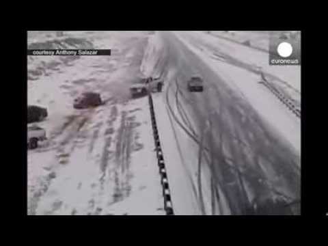 Video: Chaos, multiple car crashes on icy highway in Colorado