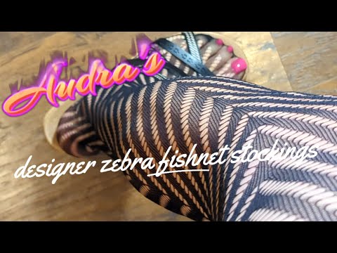 ✨ Audra's designer zebra fishnet stockings #beautifulfeet 