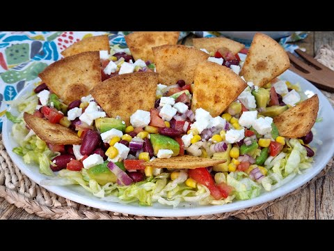 ¡Ensalada al estilo Méxicano, Fresca y Completa! (Incluyendo Totopos) ⏰ ¡En solo 5 min!