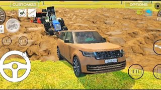 JCB stuck in hole and tractor Range rover rescue the JCB from hole #tractorgame #gamingvedio#tractor