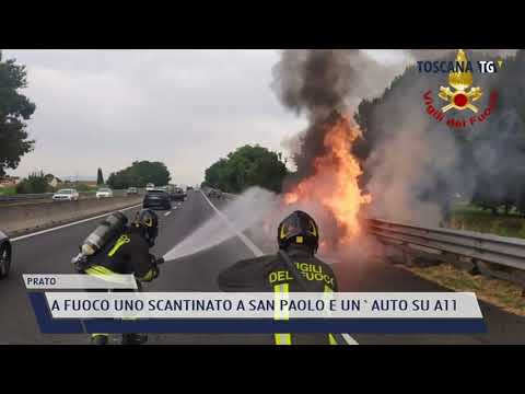 2021-07-26 PRATO - A FUOCO UNO SCANTINATO A SAN PAOLO E UN'AUTO SU A11