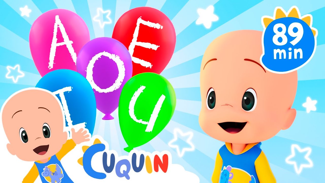 Aprenda as vogais e as cores com os balões mágicos do Cuquin 🔠🎈| Desenhos animados para bebês