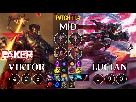 T1 Faker Viktor vs Lucian Mid - KR Patch 11.4