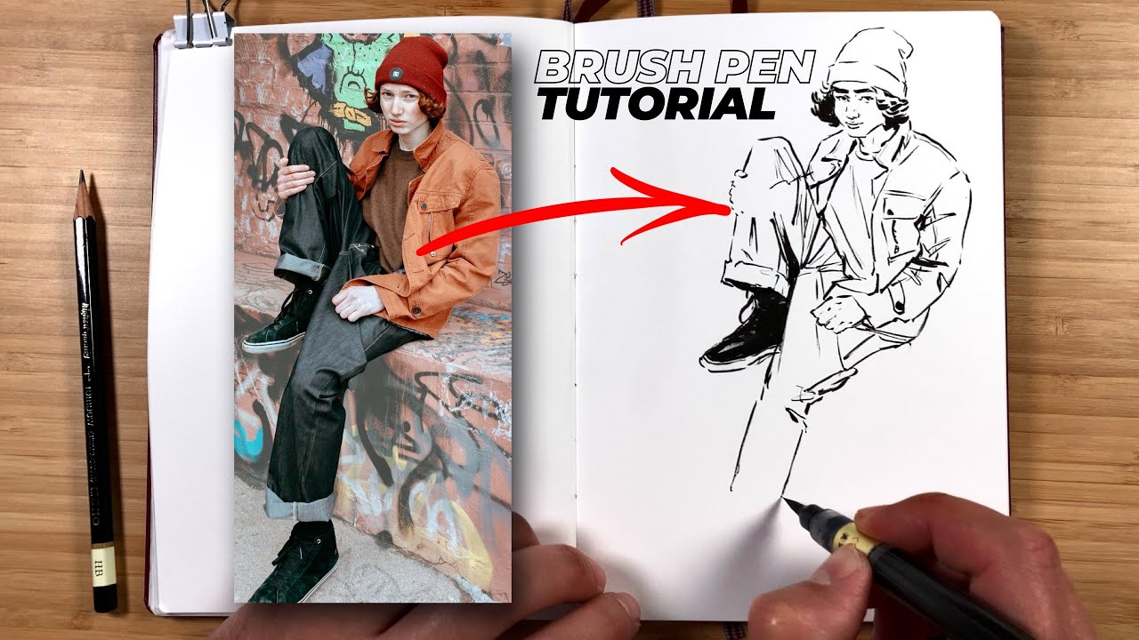 BRUSH PEN DRAWING TUTORIAL - Tips & Sketching Techniques