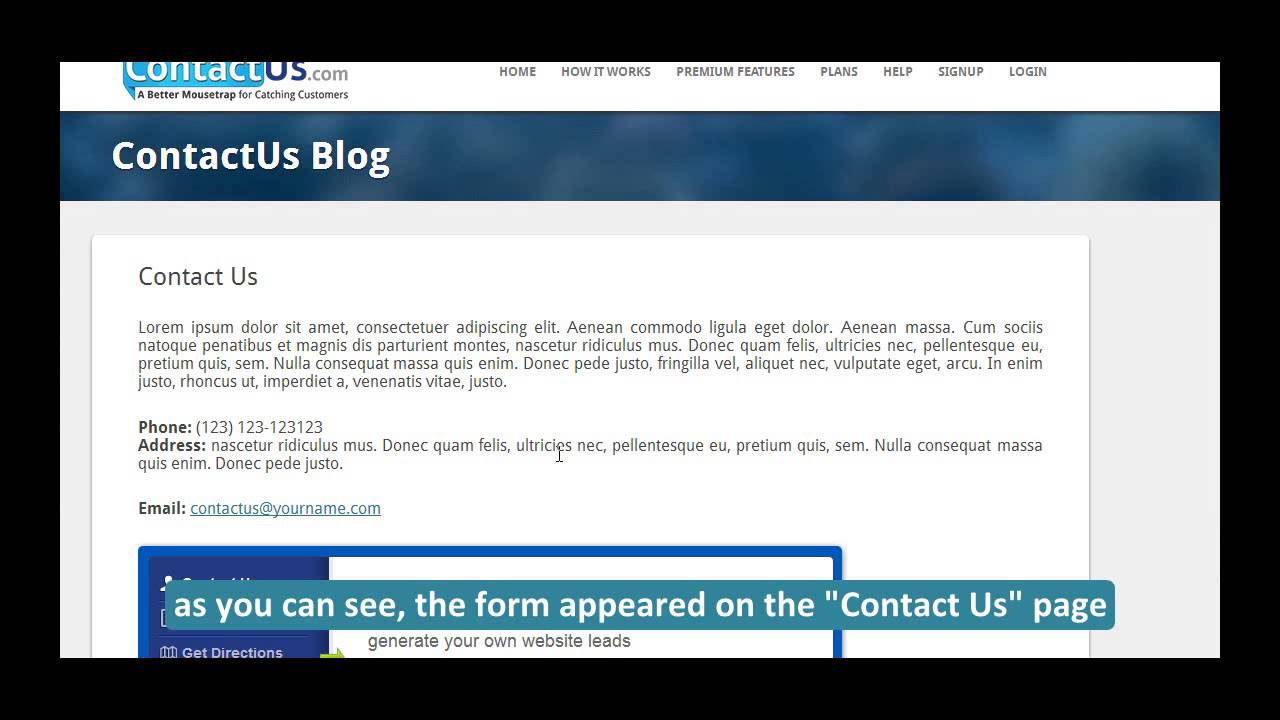 Implementing the ContactUs.com WordPress plugin