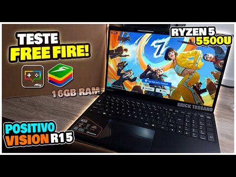 POSITIVO VISION R15 RYZEN 5 5500U 16GB TESTE EMULADOR NO FREE FIRE!
