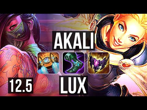 AKALI vs LUX (MID) | Quadra, Rank 6 Akali, Legendary, 15/4/5, Rank 18 | BR Challenger | 12.5