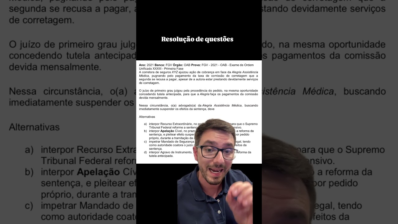 Resolução de Questões #direito #oab #recursos