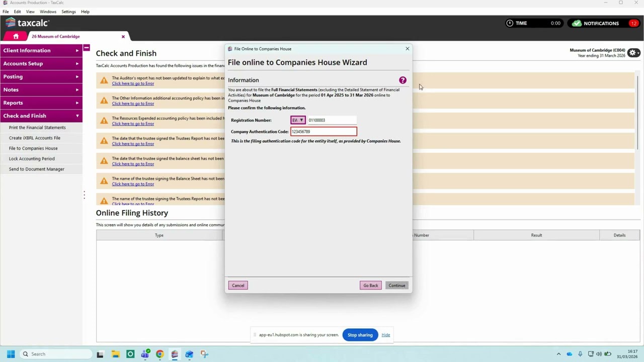 How to file charity accounts electronically from TaxCalc - Companies House e-filing walkthrough