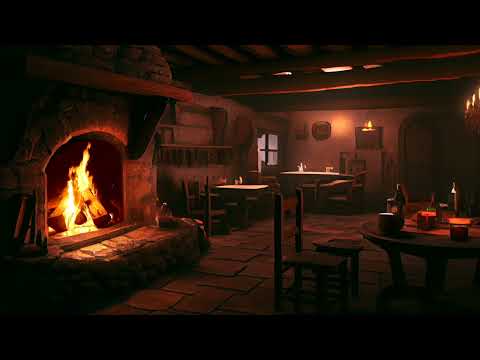 Medieval Rustic Tavern Ambience with Crackling Fire Sounds